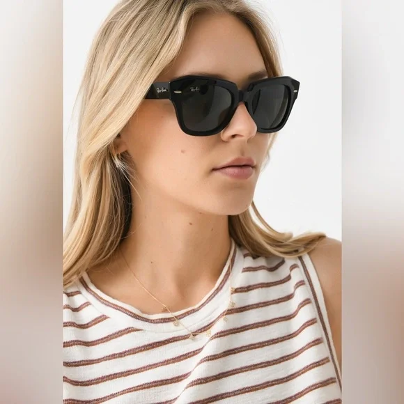 Ray-Ban State Street Sunglasses Black Frame Women’s Fashion Sunglasses RB2186 - Picture 11 of 11